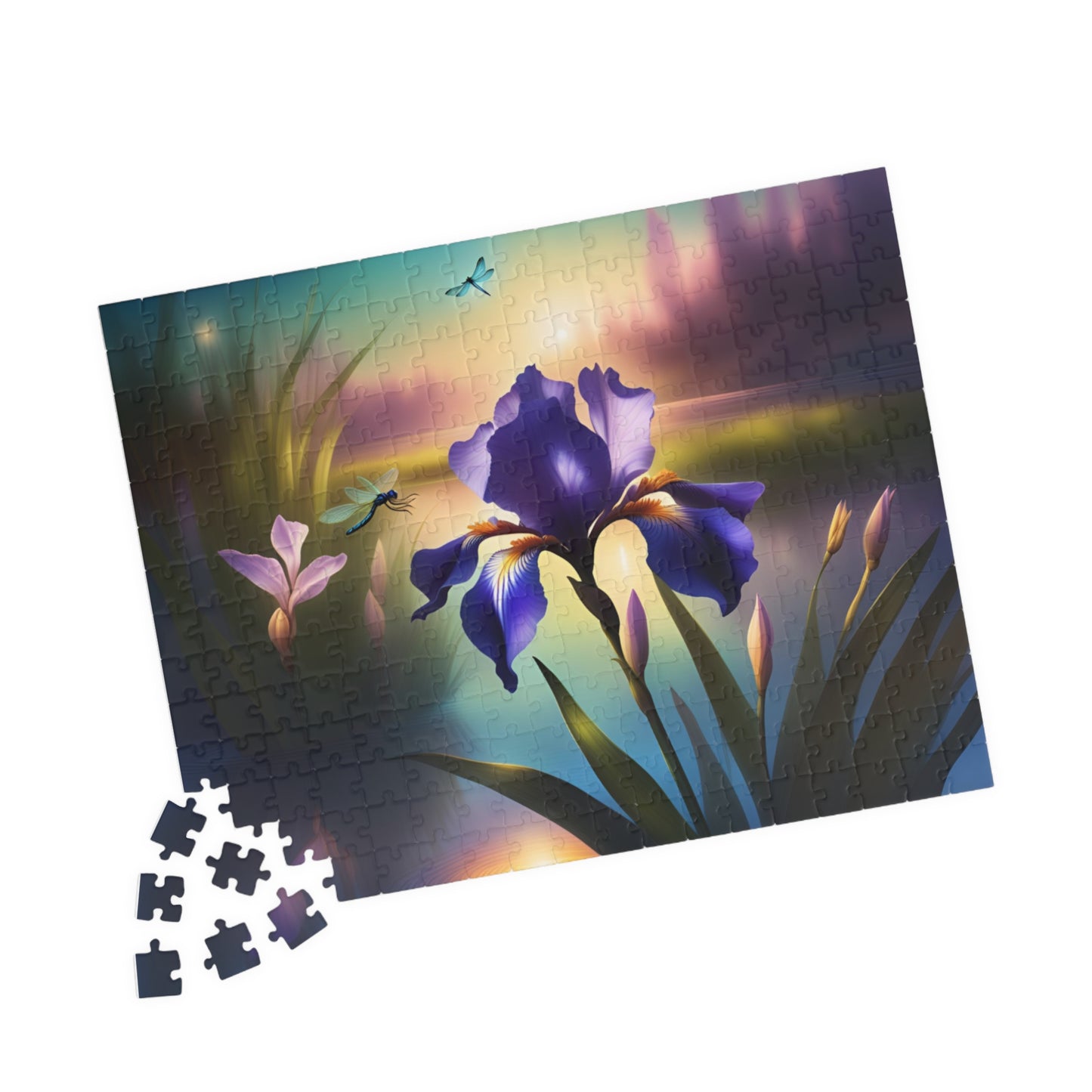 Puzzle, Blue Flag Iris & Dragonflies (110, 252, 520, 1014-piece)