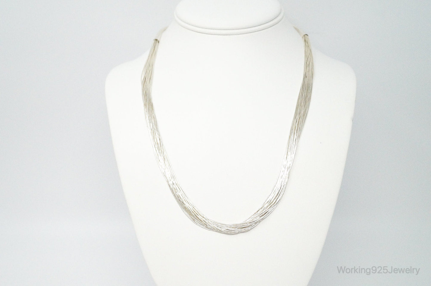 Vintage Native American Running Bear Shop Sterling Silver Bead Necklace