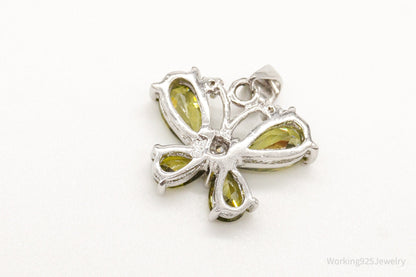 Butterfly Peridot Cubic Zirconia Sterling Silver Pendant
