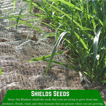 Farm Plastic Supply - Erosion Control Blanket - Straw Garden and Landscape Cover, Erosion Control Blanket, Straw Blanket, Erosion Control, Mulch, Slope Stabilizer, and Seed Protector (4' x 50')