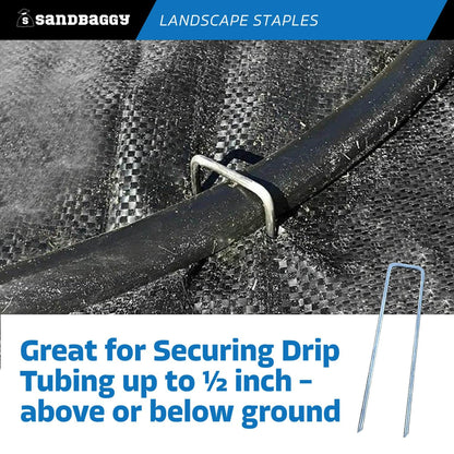Staples, Landscape, Sandbaggy 6 inch Landscape Sod Staples (8 Gauge Steel) | Great for Hard & Rocky Soil | 40% Thicker Than Standard 11 Gauge Staples | Trusted by Farmers & Contractors Across USA (200 Staples)