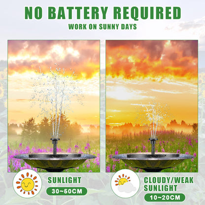 2 Packs Solar Bird Bath Fountain Pump Solar Fountain with 6 Nozzle Solar Powered Bird Bath Floating Solar Fountain Panel Bird Bath Fountain Solar Water Fountain for Garden Fish Tank Pool (6.3 Inch)