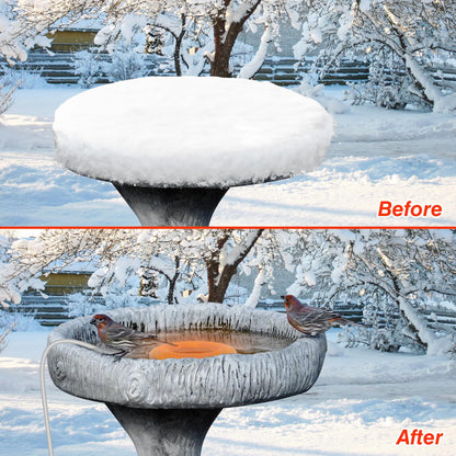 ikuchelife Bird Bath Heater for Outdoors in Winter, Pond De-icer 70W Birdbath Deicer Water Heater,Milky White Water Heater Thermostatically Controlled with Auto Shut Off Function for Garden Lawn