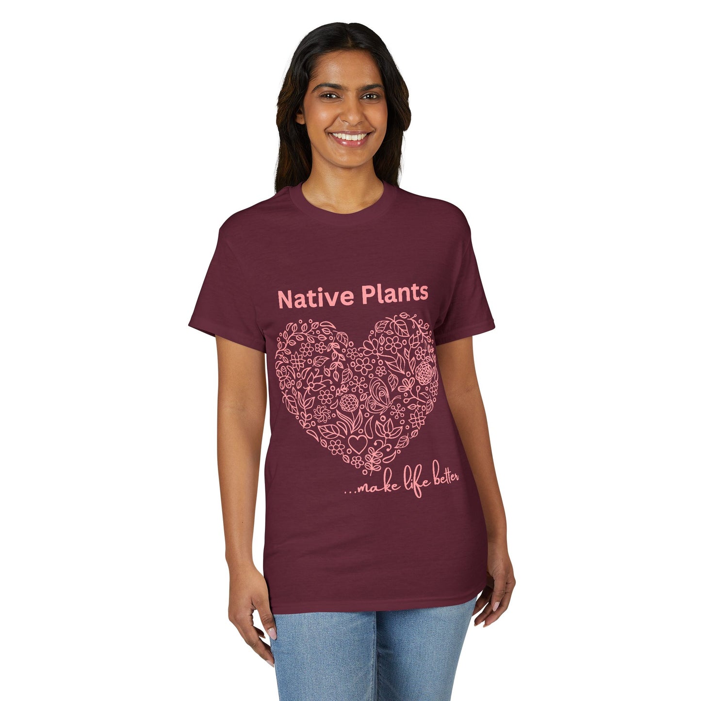 Dry Blend Moisture Wicking Tee Native Plants Make Life Better w/EMNP Logo on back