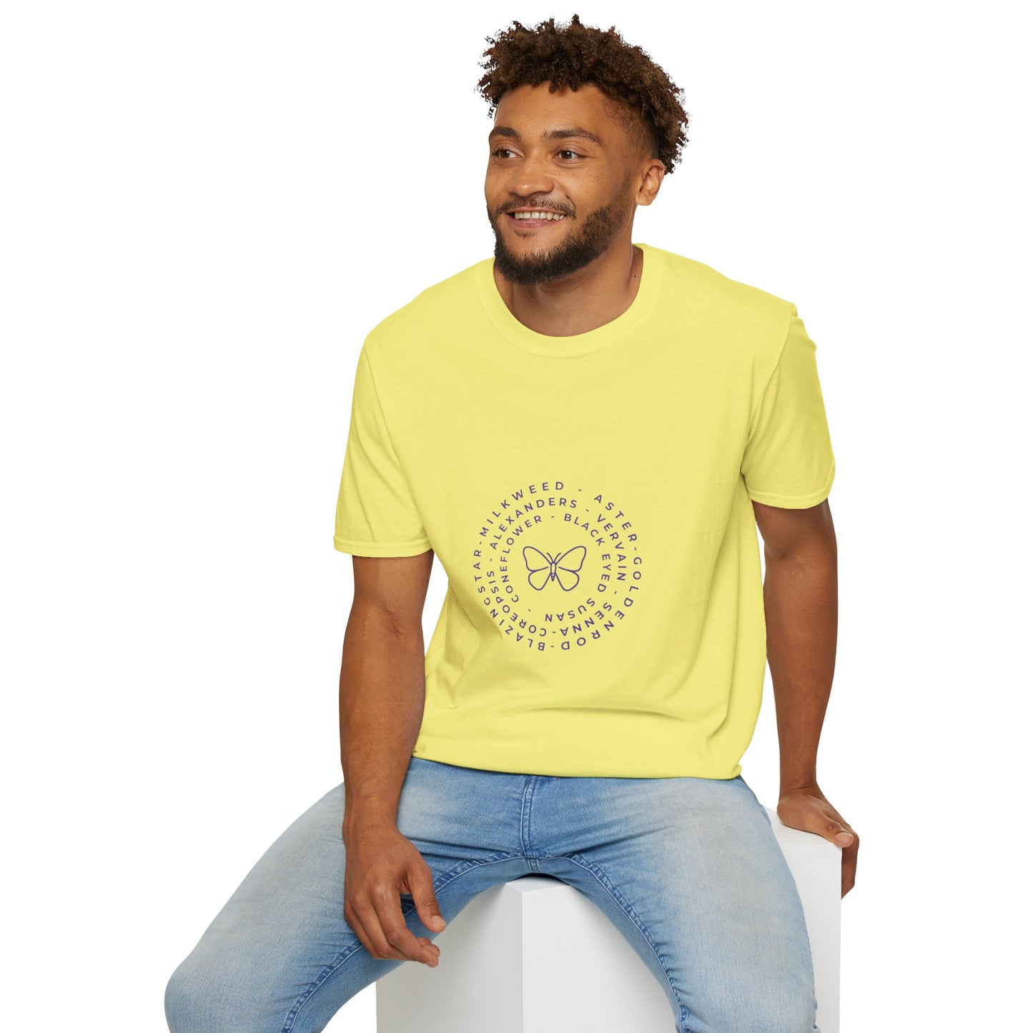 T-Shirt Unisex Softstyle, Native Plants & Butterflies w/EMNP logo
