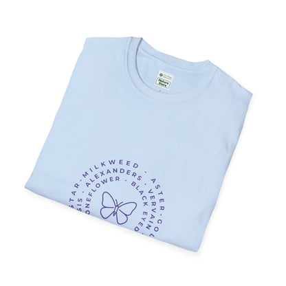 T-Shirt Unisex Softstyle, Native Plants & Butterflies w/EMNP logo