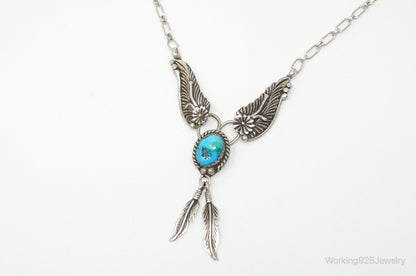Vintage Native American Unsigned Turquoise Sterling Silver Necklace