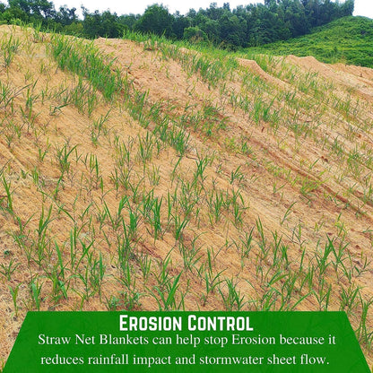 Farm Plastic Supply - Erosion Control Blanket - Straw Garden and Landscape Cover, Erosion Control Blanket, Straw Blanket, Erosion Control, Mulch, Slope Stabilizer, and Seed Protector (4' x 50')