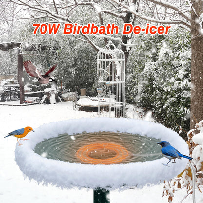 ikuchelife Bird Bath Heater for Outdoors in Winter, Pond De-icer 70W Birdbath Deicer Water Heater,Milky White Water Heater Thermostatically Controlled with Auto Shut Off Function for Garden Lawn