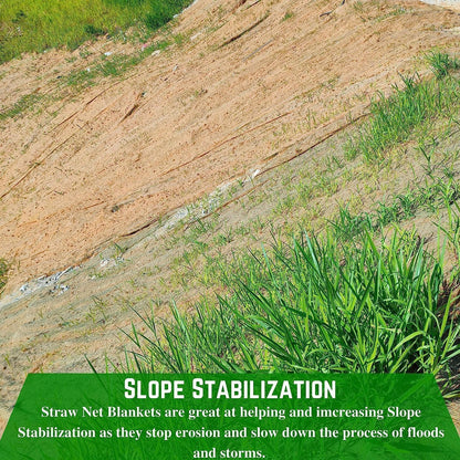 Farm Plastic Supply - Erosion Control Blanket - Straw Garden and Landscape Cover, Erosion Control Blanket, Straw Blanket, Erosion Control, Mulch, Slope Stabilizer, and Seed Protector (4' x 50')