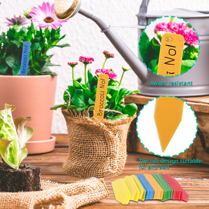 Plant Labels 4 Inch Plastic Plant Name Tags for Seedlings Garden Labels Markers Nursery Plant Tags Seed Labels Stakes with Permanet Marking Pen Plant Markers for Outdoor Garden (Multicolor600)
