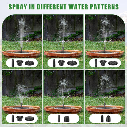 2 Packs Solar Bird Bath Fountain Pump Solar Fountain with 6 Nozzle Solar Powered Bird Bath Floating Solar Fountain Panel Bird Bath Fountain Solar Water Fountain for Garden Fish Tank Pool (6.3 Inch)
