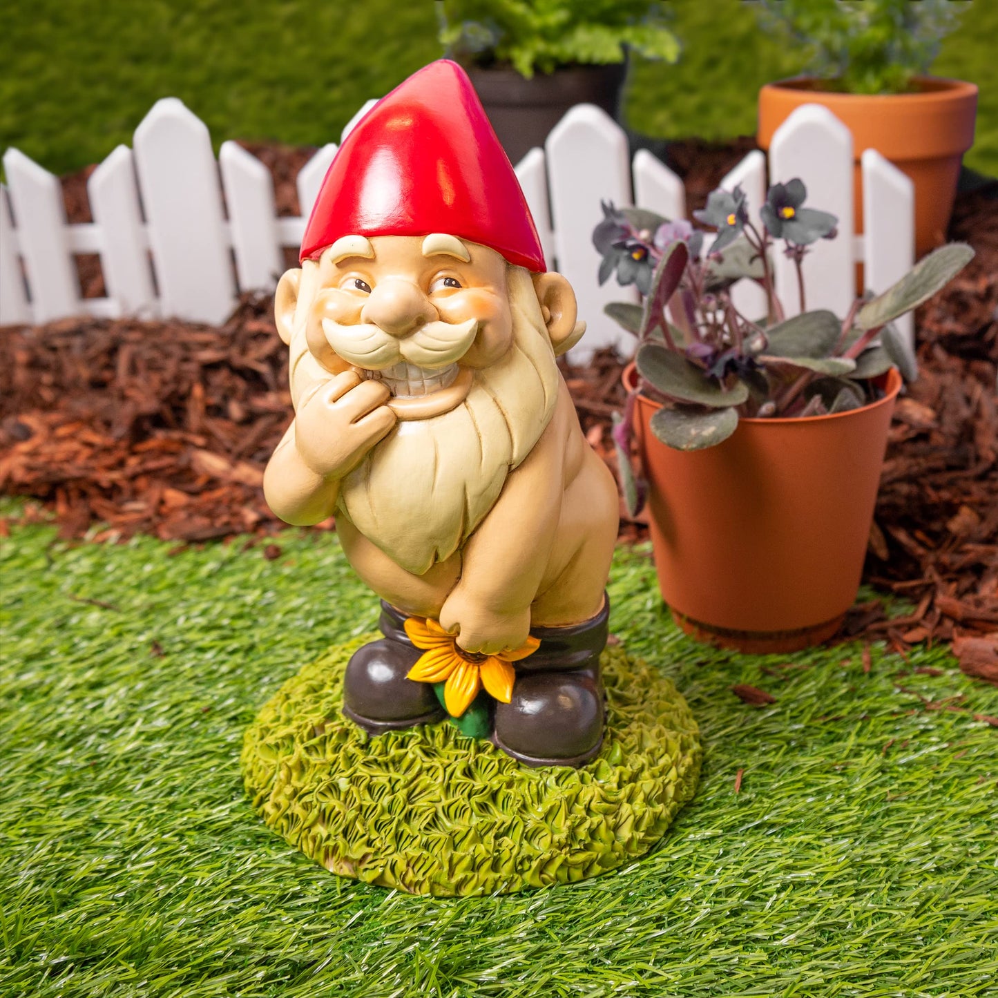 Kwirkworks 9” Naked Garden Gnome Statue – Naughty & Fun Yard Décor for Outdoor Spaces – Durable Resin Lawn Ornament – Hilarious Garden Gift for Women, Housewarming, or Backyard Decoration