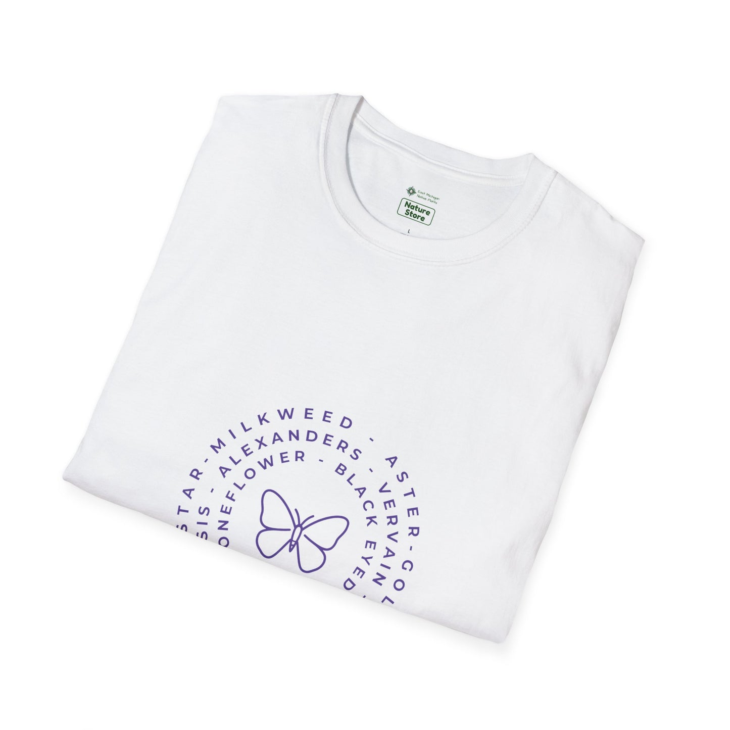 T-Shirt Unisex Softstyle, Native Plants & Butterflies w/EMNP logo