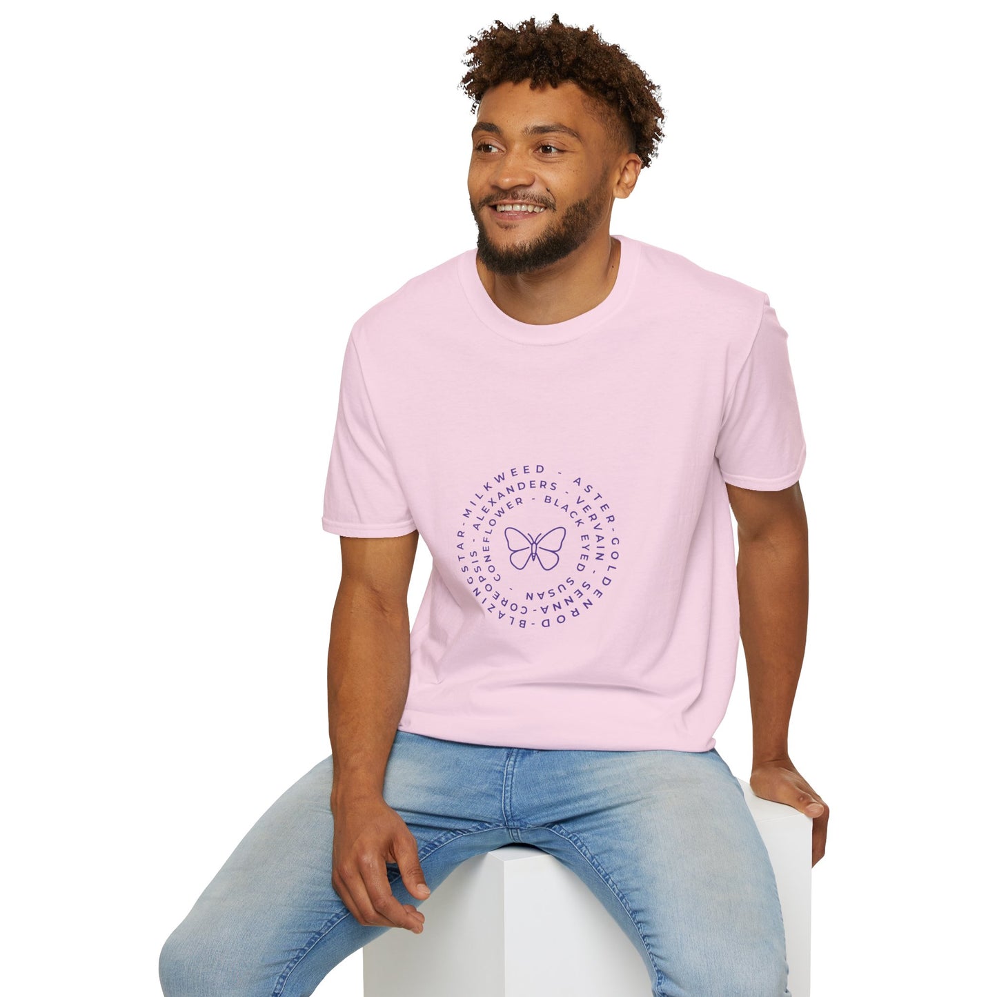 T-Shirt Unisex Softstyle, Native Plants & Butterflies w/EMNP logo