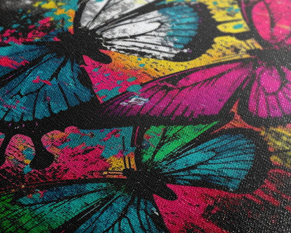 Graffiti Butterfly Art, Framed Canvas Print, Large Wall Art, Contemporary Punk Art, Butterflies, Pop Art, Paint Splatter Art