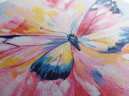 Pink Butterfly Oil Painting Print, Rustic Farmhouse, Boho Home Decor, Preppy Wall Art Dorm Room Wall Art Nursery Wall Art Home Decor