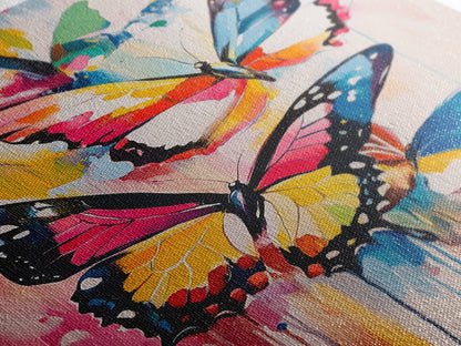 Preppy Butterflies Canvas Print, Dorm Room Decor, Oil Painting of Butterflies, Butterfly Wall Art, Butterfly Painting