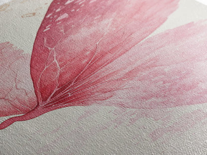 Pink Butterfly Whimsical Art Framed Canvas Print, Cherry Blossom Painting with Light Pink Abstract Style, Minimalist Vertical Wall Art