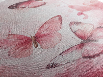 Pink Butterfly Botanical Prints Canvas Print Soft Whimsical Nature Inspired Bedroom or Living Room Art Light Pink Wall Decor