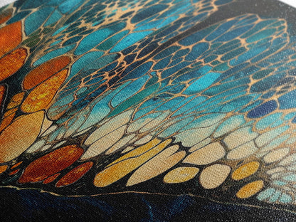 Butterfly wing, mosaic wall art, teal wall art, gemstone painting, sacred geometry wall art, framed canvas print, boho art