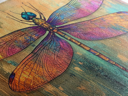 Dragonfly Art, Whimsical Art, Sacred Geometry Wall Art, Teal Wall Art, Blue and Green Wall Art, Nature Art, Canvas Print, Botanical Prints