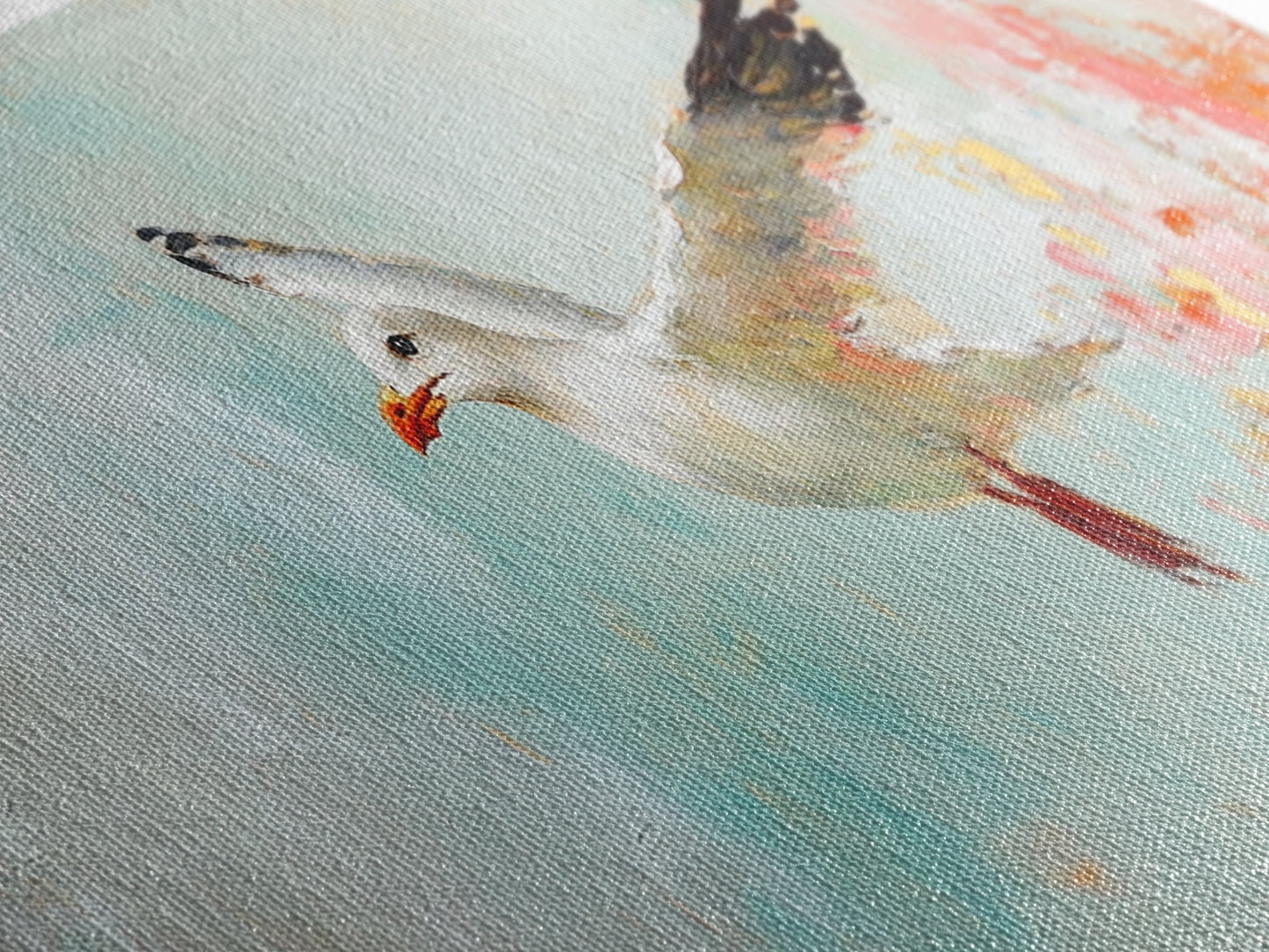 Seagull Flight Canvas Print Coastal Wall Art, Beach House Decor, Soaring Bird Painting, Ocean Lover Gift, Minimalist Art