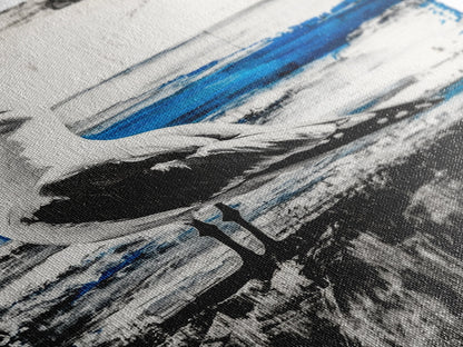 Seagull Painting, Coastal Bird Art, Ocean Wall Decor, Nautical Home Art, Blue and White Theme, Framed Canvas Print, Beach House Decor