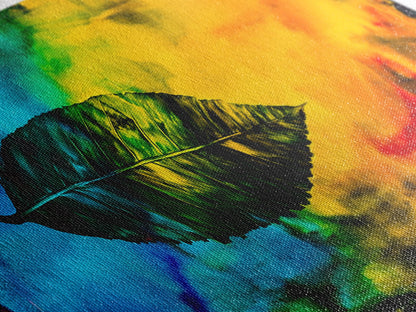 Abstract Leaf, Bold Colorful Art, Vibrant Wall Art, Canvas Print, Nature Inspired Decor, Modern Office Art, Eye-Catching Design