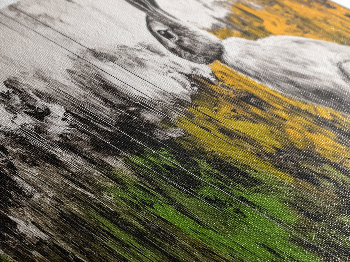 Rabbit Painting, Animal Canvas Print, Wildlife Art, Nature Inspired Decor, Neutral Tones, Modern Farmhouse Art, Living Room Wall Art