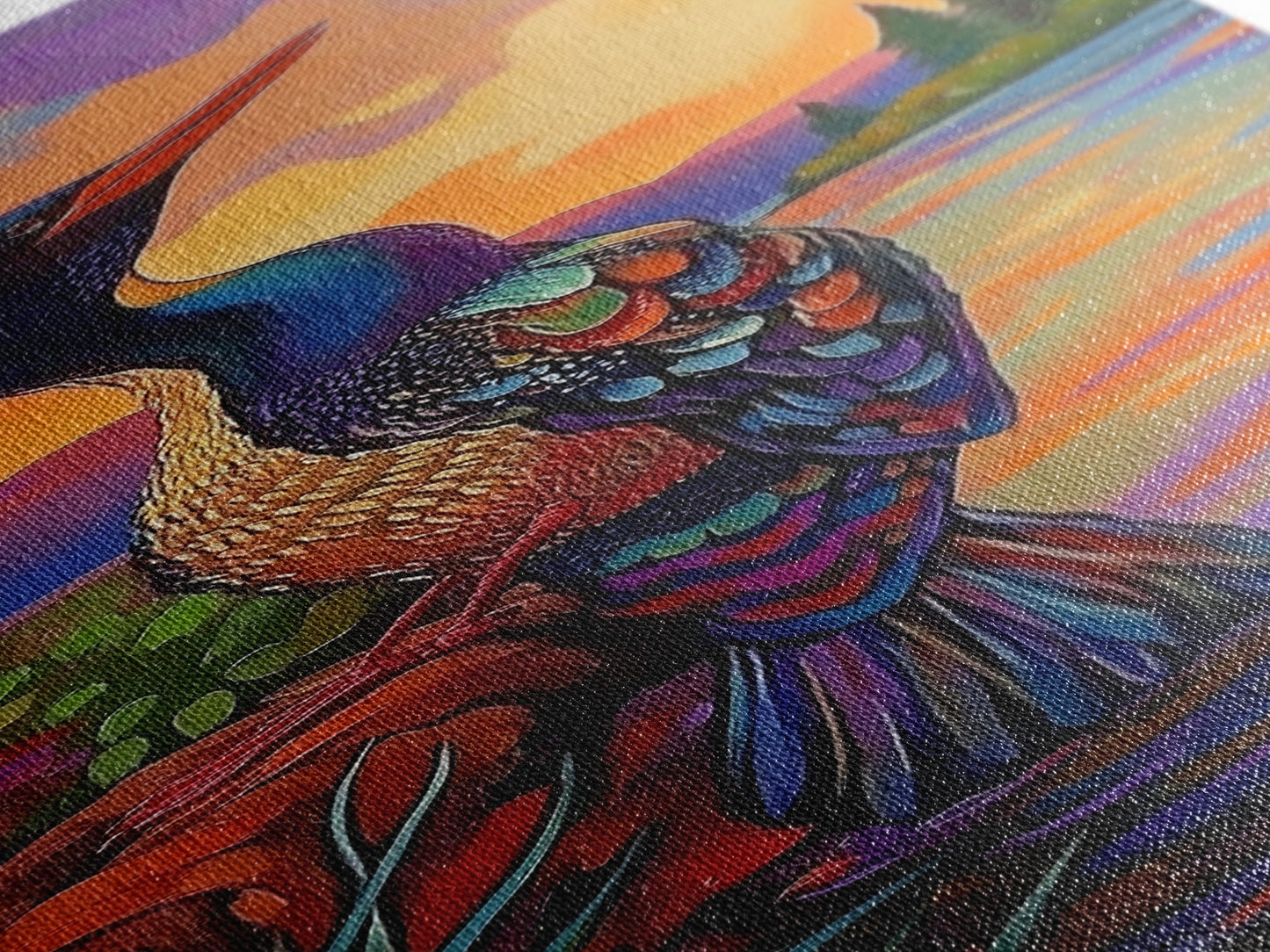 Sunset, Lake, Bird, Nature, Framed Canvas Print vibrant lakeside bird wall decor colorful boho birdwatching themed bedroom wall art