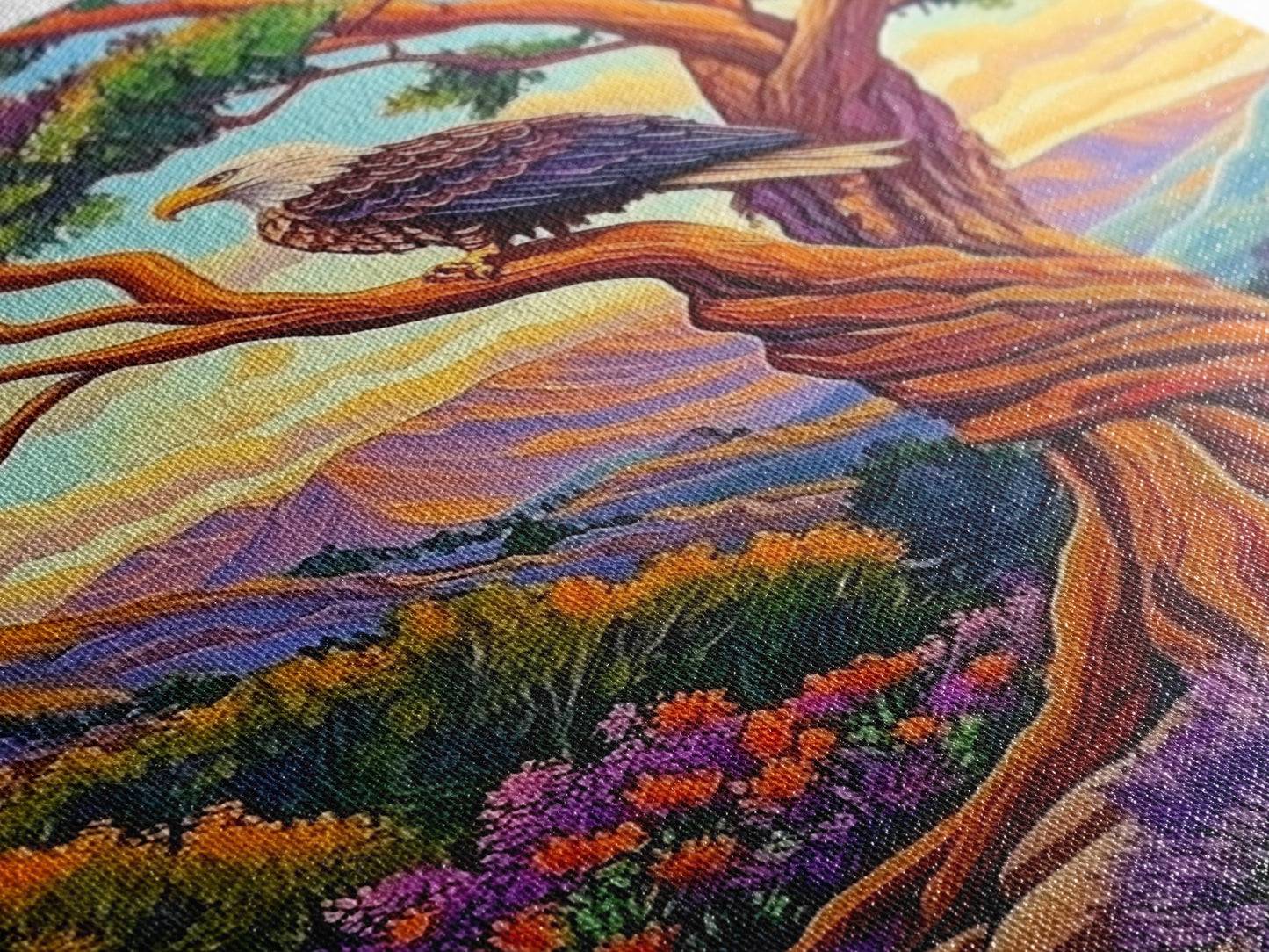 Eagle Mountain, Strength, Freedom, Framed Canvas Print, Patriotic wildlife art, rustic lodge wall decor, majestic nature artwork