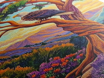 Eagle Mountain, Strength, Freedom, Framed Canvas Print, Patriotic wildlife art, rustic lodge wall decor, majestic nature artwork