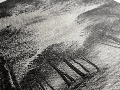 Pine Forest, Nature Path, Tree Canopy, Tranquil Woods, Canvas Print, Forest Wall Art, Minimalist Nature Decor, Meditation Room Artwork