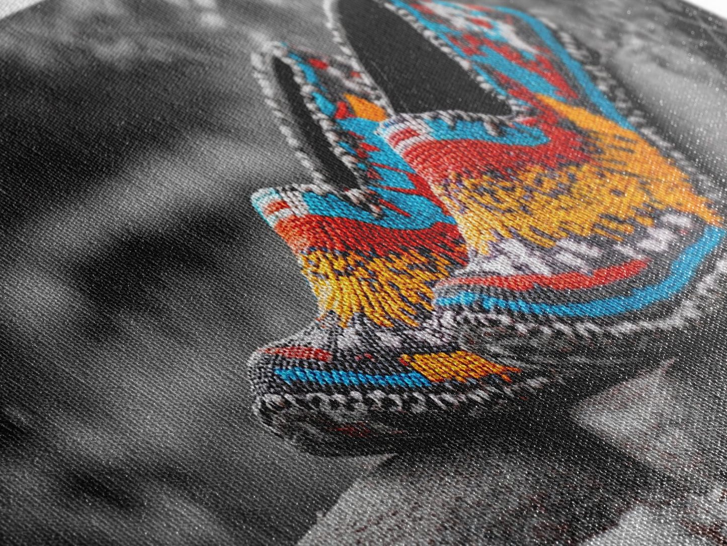 Native Beaded Shoes, Color Pop, Bohemian Style, Tribal Art, Framed Canvas Print, Rustic Wall Art, Entryway Decor, Ethnic Home Accent