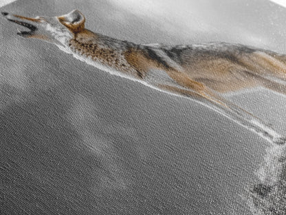 Howling Coyote Peak, Desert Wildlife Portrait, Majestic Animal Scene, Framed Canvas Print, Cabin Decor, Nature Wall Art, Minimalist Vibe