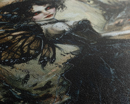 Dark Gothic Fairy with Butterfly Wings| Halloween Wall Art | Spooky Home Decor | Creepy Gothic Fairy Painting | Framed Canvas Print