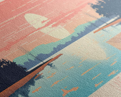 Lake Muskegon Michigan Framed Canvas Print, Panoramic Wall Art, Midcentury Modern, Pop Art, Living Room Decor, Travel Poster