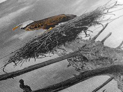 Majestic Eagle Wall Art Framed Canvas Print | Rustic Decor | Wildlife Nature Painting | Above Couch Art | Moody Art | Gift Idea