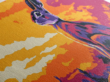 Jackrabbit, desert wildlife, rustic nature art, whimsical animal painting, boho decor, southwest wall art, framed canvas print