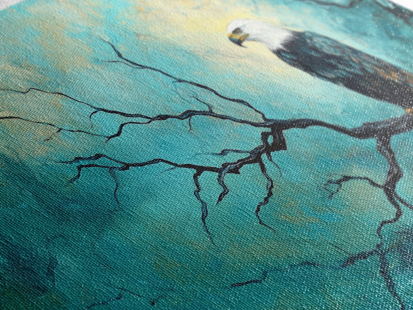 Eagle, Moody Art, Dark Romance Painting, Nature Painting, Rustic Wall Art, Above Sofa Art, Extra Wide Art, Framed Canvas Print, Wildlife Art