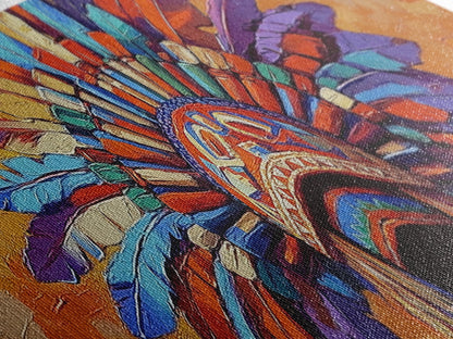 Native American Headdress, cultural art, afrocentric wall art, boho art, sacred geometry wall art, bold color art, framed canvas print, statement art