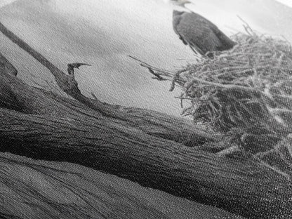 Bald Eagle Nest, Wildlife Art, Nature Photography, Moody Art, Rustic Decor, Horizontal Wall Art, Framed Canvas Print, Bedroom Art