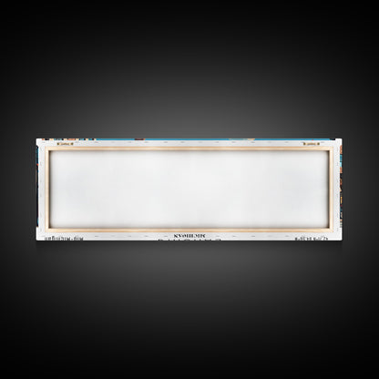 Lansing Michigan Panoramic Wall Art, Mid Century Modern Framed Canvas Print, Retro Pop Art Travel Poster, Living Room Decor