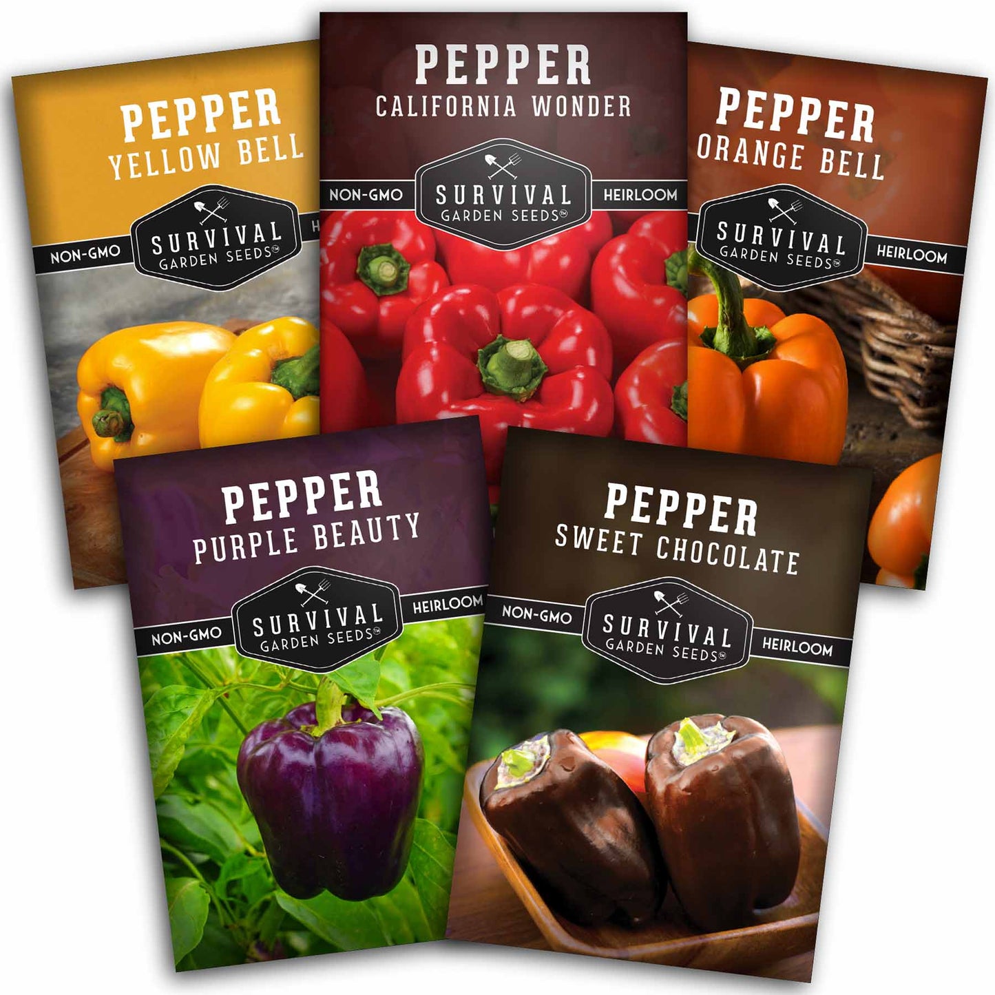 Heirloom Bell Pepper Seed Collection – Non-GMO Sweet Peppers in 5 Vibrant Colors for Garden & Container Growing