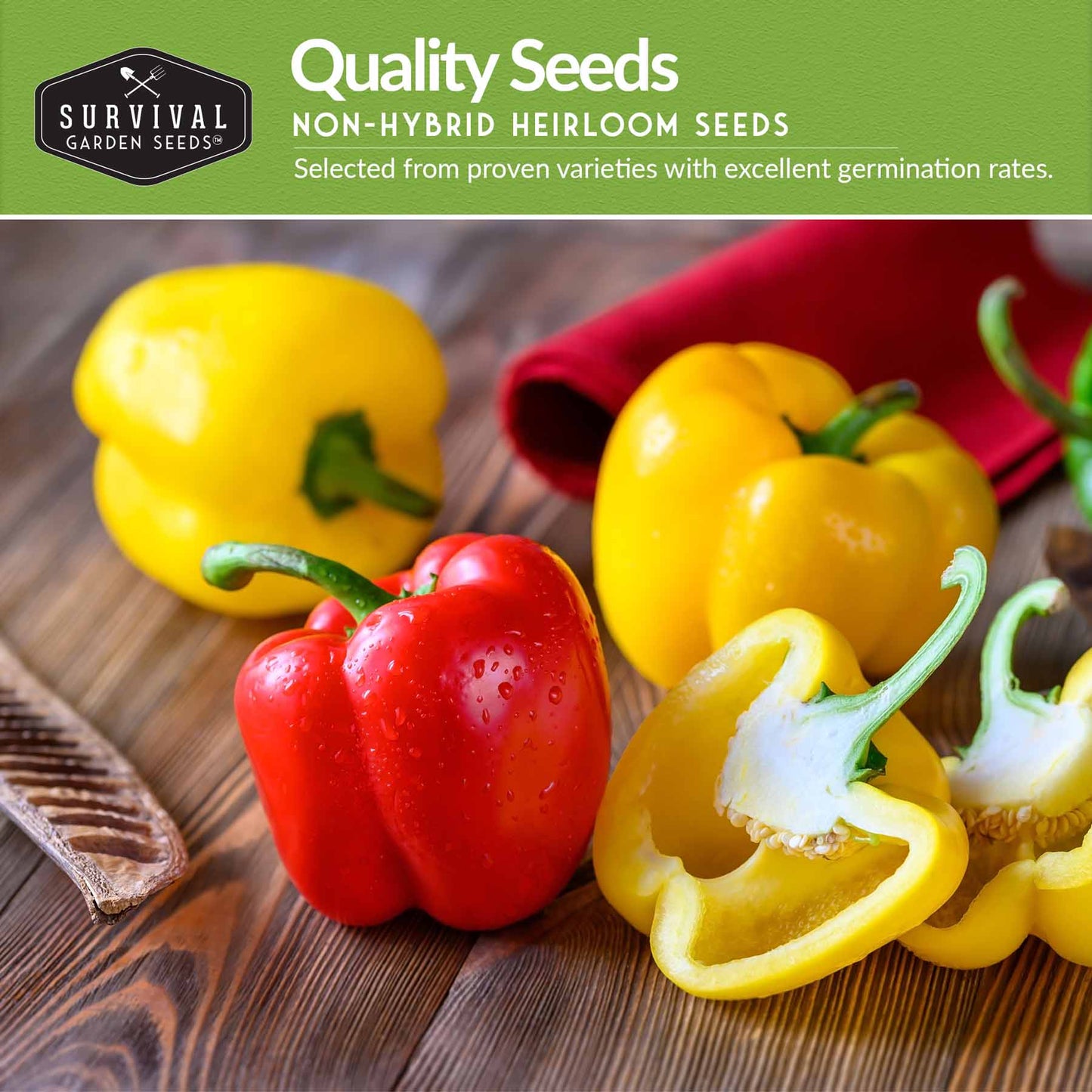 Heirloom Bell Pepper Seed Collection – Non-GMO Sweet Peppers in 5 Vibrant Colors for Garden & Container Growing