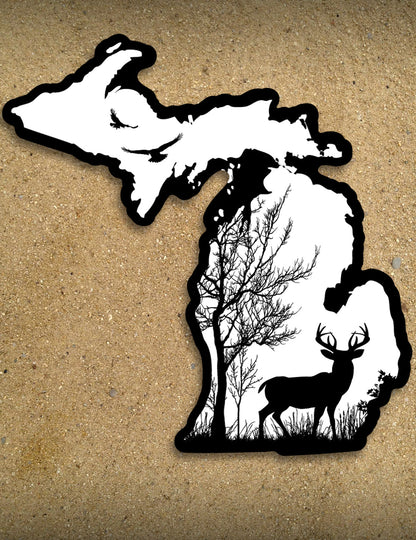 Deer In The Woods - 6" Michigan Sticker