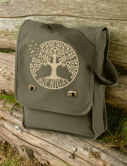Canvas Field Bag - Michigan Big Tree - Khaki Green