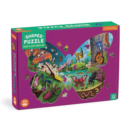 Bugs & Butterflies 300 Piece Shaped Jigsaw Puzzle Mudpuppy
