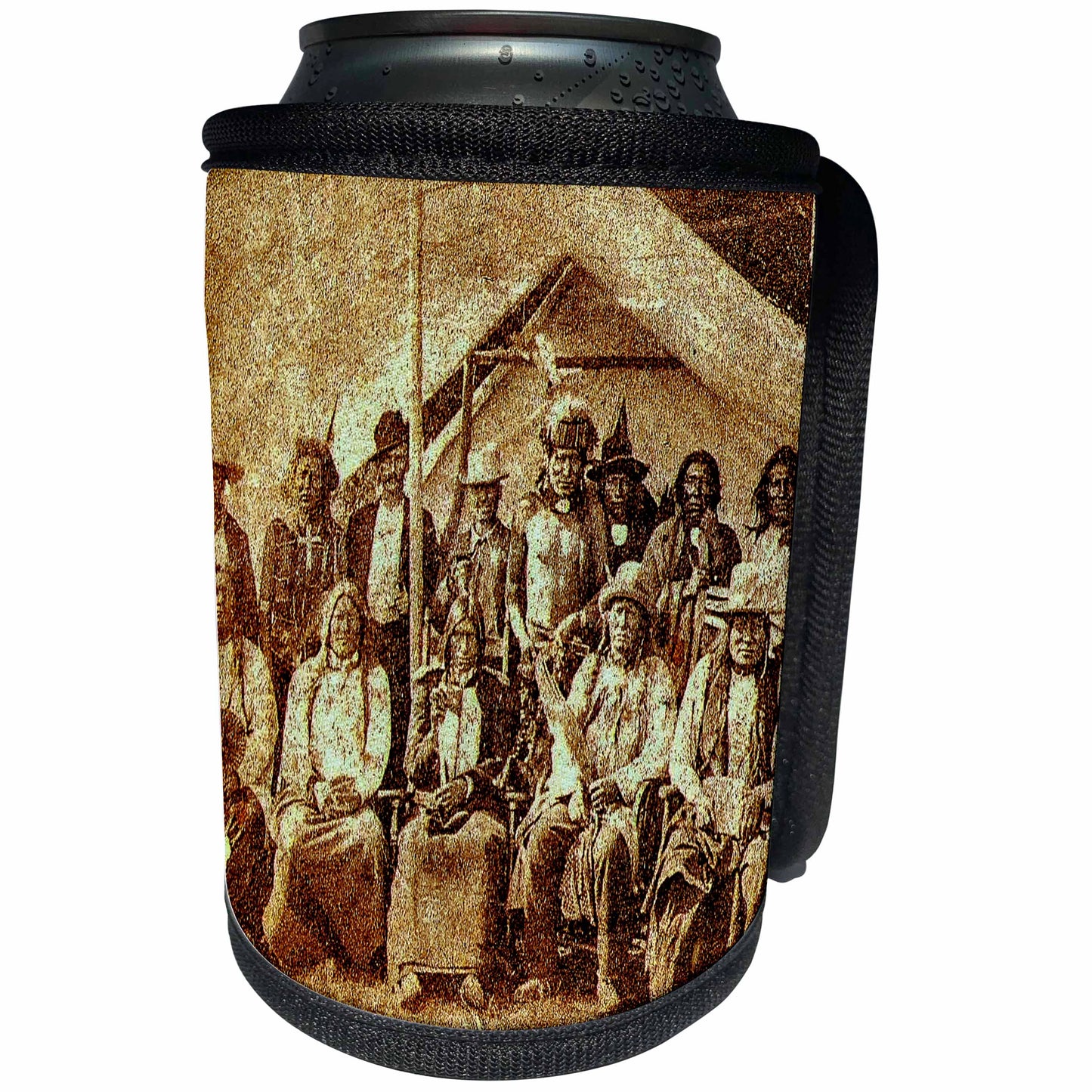 3dRose Scenes from the Past - Stereoview - Late 1800s Native American Indians Sioux Tribal Members - Can Cooler Bottle Wrap (cc_300299)